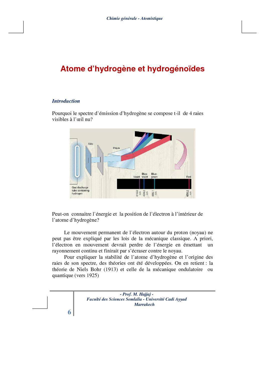 Exercice Corrig Spectre De L Atome D Hydrog Ne